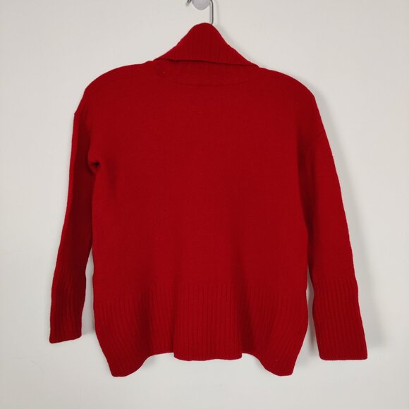 H Halston Women's Sweater Size S Red Extra Fine Merino Wool Knitwear Warm Winter - Picture 3 of 9